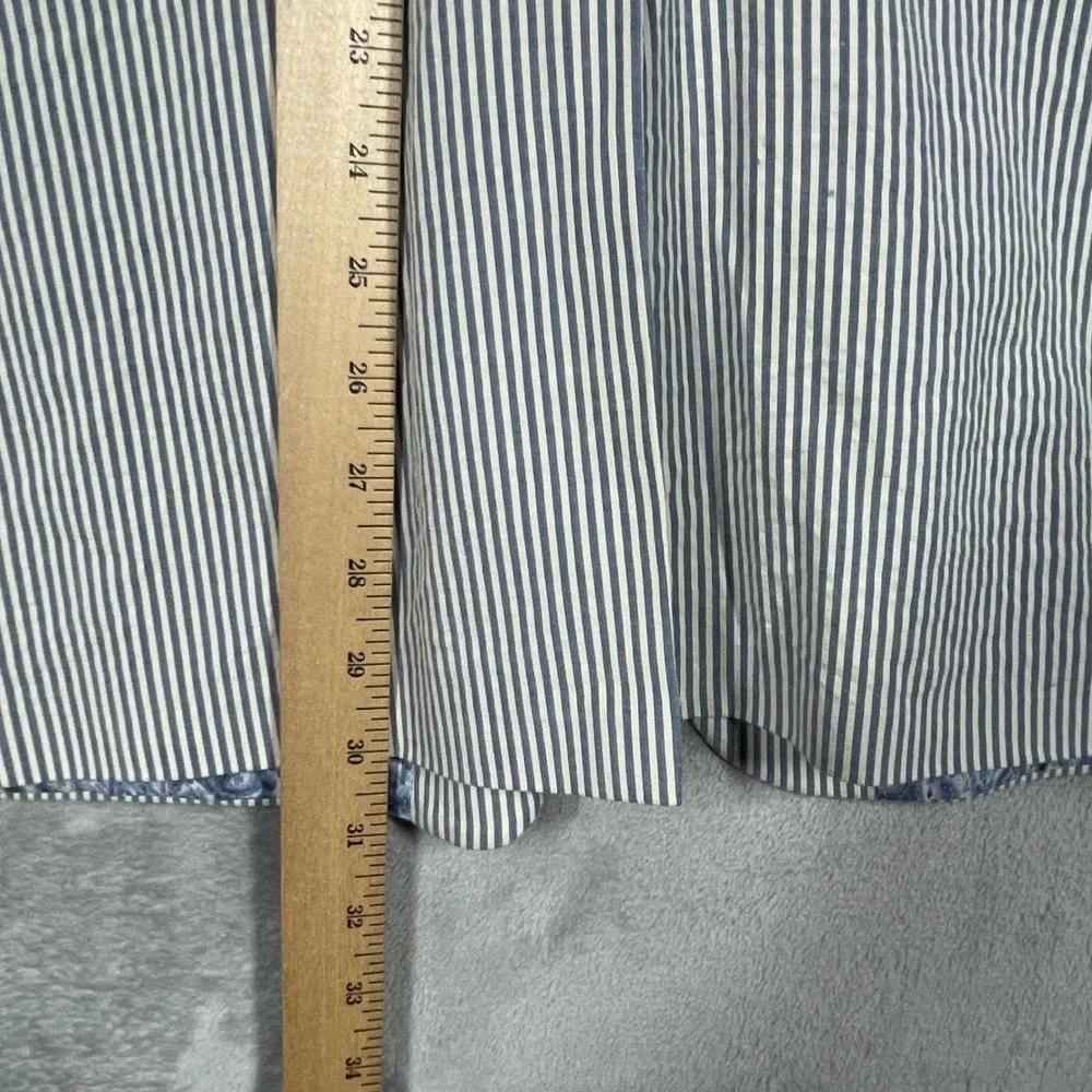 Lauren Ralph Lauren Mens 42R Seersucker Blazer Blue White Striped Cotton Jacket